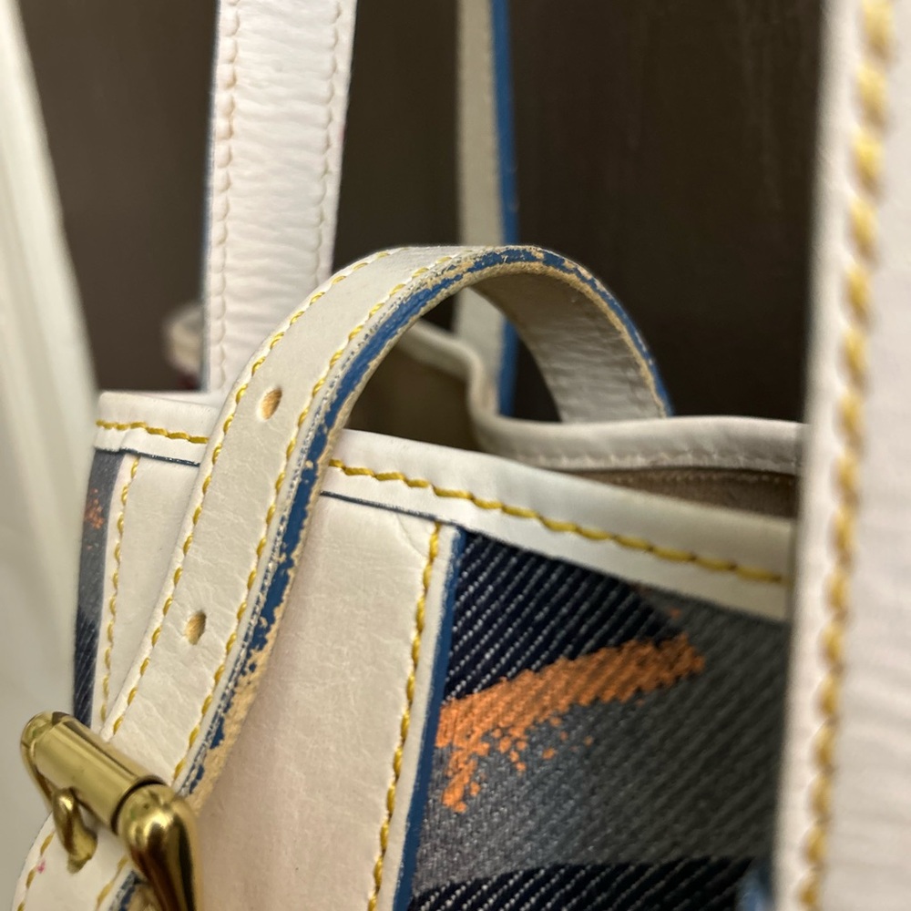 Dooney & Bourke Denim-Like Canvas Tote Bag w/ Paint Splat/Graffiti Pattern - Picture 8 of 16